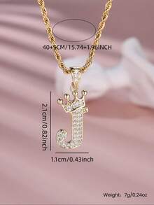 Rhinestone Decor Letter Design Pendant Necklace For Women, Fashion Jewelry For Party, Daily Decor,  All-Match & Exquisite Jewelry For Birthday Gift - Gold - View 2