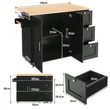 High-Quality 4-Drawer Rattan Cabinet With Solid Wood Handles - Suitable For Bedroom, Living Room, Dining Room, Hallway - Dimensions: W80/H80/D38 Cm - Hitam + Alami - View 2