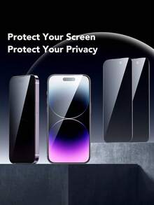 MIGAE 2pcs Privacy Screen Protector, Compatible With IPhone 17/16/16e/15/14/13/13 Pro/12/11/17 Pro Max/17 Air/16 Pro Max/15 Pro Max/14 Pro/Plus/Mini/X/XR/XS Max/7/8/SE2/SE3, 9H+ Tempered Glass, Compatible With Dynamic Island, Anti-Scratch, Full Coverage, Privacy Anti-Peeping - Black - View 2