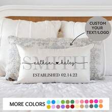1pc Customizable Family Name & Date DIY Lumbar Pillow Cover, Minimalist Luxury Surname Heart Design, Multi-Color Options, Wedding Anniversary Gift, Bedroom Headboard Sofa Lumbar Cushion, All Season, Single-Sided Printed Without Insert - Multicolor - View 13