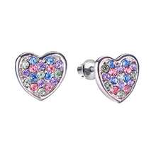 Girls Screwback Pink Earrings Heart Cubic Zirconia Pink Screw Back Earrings for Girls with Stainless Steel Post Multicolor - como en la foto - Ver 1