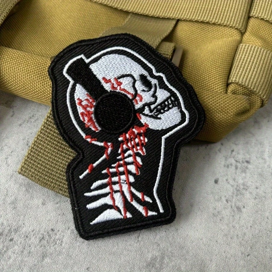 Miếng vá thêu hình bộ xương theo phong cách nhạc Punk, huy hiệu quân đội dán, nhãn dán ba lô. - nhiều màu - Xem 1