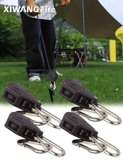 XIWANGFIRE Bộ 4 dây buộc hàng nặng có thể thu gọn, hệ thống ròng rọc, dây bungee kèm móc khóa carabiner dùng để treo cây/đèn trồng cây/lều, và nhiều mục đích buộc hàng khác.