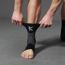 1pc New Knitted Sports Ankle Brace, Suitable For Running, Basketball And Badminton, Provides Joint Protection And Compression Support For Ankles - Black Single - View 3