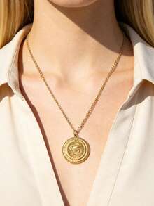Mazuer 1pc Vintage Stainless Steel Snake Pendant Necklace, Heart & Round Animal Snake Design Choker Necklace, Gold/Silver Color Personalized Jewelry Accessory For Women, Suitable For Party & Daily Wear - Snake - View 9