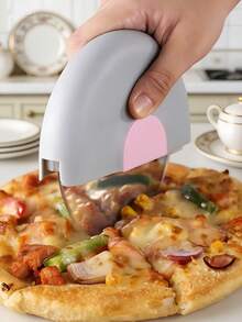 1pc Pink Stainless Steel Reusable Kitchen Tool, Creative Round Pizza/Pancake Cutter - View 12