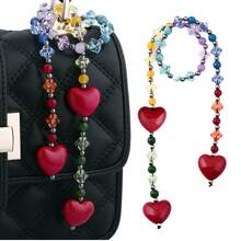 1 peça Pingente de Bolsa com Corrente e Contas Estilo Y2K em Formato de Coração, Chaveiro, Bijuteria da Moda, Acessórios Femininos de Tamanho Grande - Multicolorido - Ver 2
