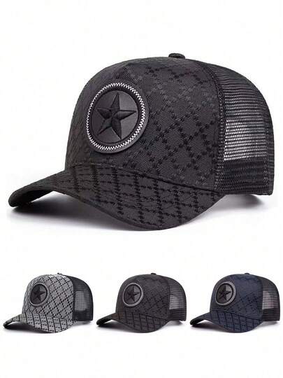 1 chiếc mũ hip-hop thời trang sáng tạo cá nhân hóa, mũ lưỡi trai thêu họa tiết ngôi sao năm cánh, mũ trang trí đi làm hàng ngày ngoài trời, mũ thể thao chống nắng, mũ trượt ván, mũ lưới thoáng khí thường ngày dành cho cả nam và nữ.