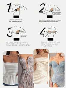 1 Pair Women Invisible Strapless Self-Adhesive Push-Up Bra, Reusable, Suitable For Wedding Dress, Strapless And Backless Dresses, Cute Bra - Multicolor - View 10