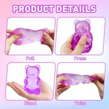 Gummy Bear Squeeze Toys - Sensory Stress Relief Toys, Slow Rebound Release Toys,Jelly-Filled, Squeeze Toys, Stress Relief Toys, Birthday Gifts, Gift Bag Fillers, High Aesthetic Dopamine Colors.(Purple). - Màu tím - Xem 4