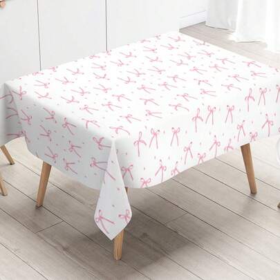 1 Khăn trải bàn tiệc nơ hồng, Khăn trải bàn dùng một lần chống thấm nước họa tiết nơ hồng mộng mơ, Hoàn hảo cho tiệc sinh nhật, sự kiện gia đình, trang trí tiệc, trang trí tiệc tiết lộ giới tính, quà tặng tiệc, khăn trải bàn, tủ, trang trí quầy bar, khăn trải bàn dã ngoại cắm trại ngoài trời, Dễ dàng vệ sinh