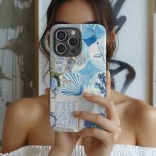 Beach Blue Floral Design Phone Case - Polycarbonate And TPU Cover - Multicolor - View 3