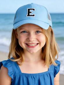 Mũ lưỡi trai in 26 chữ cái, kiểu dáng thời trang và đa năng, chất liệu lưới thoáng khí, thích hợp làm quà tặng hàng ngày. - Màu xanh da trời - Xem 3