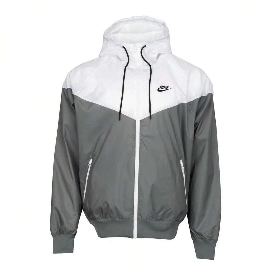 Nike 男士羽绒服 春季防风 多功能 带logo 易洗速干 户外运动 日常旅行 男士 白色/灰色 DA0001-084 - 白色/銀灰色 - 查看 1