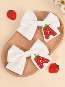 2个装 26个字母草莓刺绣发夹，可爱水果发卡，柔软面料鳄鱼夹，适合婚礼、生日派对、日常佩戴，甜美草莓发卡，节日礼物，婴儿发饰 - 彩色 - 查看 8