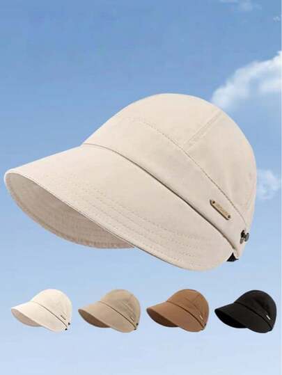 Unisex Versatile Stylish Baseball Cap, Large Circumference Sun Protection Casual Outdoor Hat, Solid Color Cotton Casual Cap