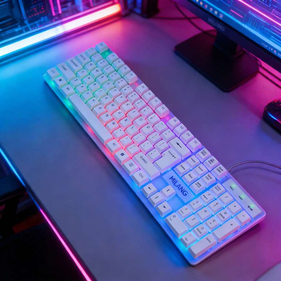 Wired Keyboard, 104 Keys, LED Colorful Backlight, Removable Keycaps, Lightweight And Durable, The First Choice For Office And Gaming - View 1