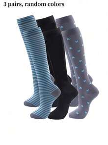 1/3/6 Pairs Men's Compression Socks, Cute Pattern Breathable Crew Socks, Suitable For Running, Fitness, Skipping, Gym - Multicolor - View 8