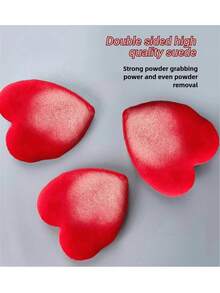 54pcs/15pcs/5pcs Heart-Shaped Flocked Makeup Sponges, For Setting Makeup, Soft And Fluffy With Texture, Suitable For Face And Body Powder Puffs, Mixed Set Makeup Beauty Tools - Red - View 5