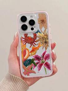 1个粉色珍珠刺绣金鱼百合简约个性化TPU防震全包手机壳，兼容苹果17、16、15、14、13、12、11 Pro Max、Air - 彩色 - 查看 5