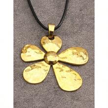 1pc Minimalist Silver Asymmetrical Sunflower Alloy Pendant Necklace, Adjustable Wax Cord Necklace, Fashionable Daily Wear For Young Women, Girlfriend - 金黃色 - 查看 1