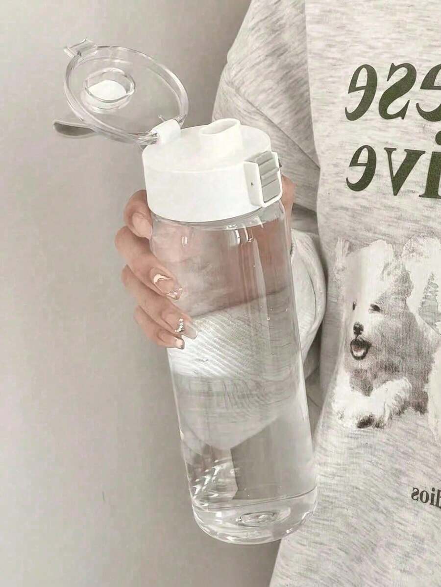1 Stück 880/550/350ml tragbare Sport Fitness Großraum-Trinkflasche, transparent, für Outdoor, Reisen, Büro Wasserflasche - Verschiedenfarbig - Übersicht 1