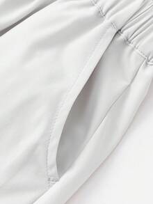 Balabala Quần jogger mùa hè nhẹ, thoáng khí, phối lưới, kiểu dáng thường ngày cho bé trai và bé gái. - màu xám nhạt - Xem 7