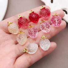 1包透明玻璃苹果桃草莓水果吊坠 3D食物水果吊坠水晶耳环挂件 DIY工艺手链项链钥匙扣饰品制作 - 彩色 - 查看 2