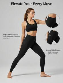 OKP 5PCS Women's High Waist Leggings With Pockets, Solid Color Leggings Are Simple And Stylish, Perfect For Casual And Sportswear - 5 Pieces With Pockets - View 2