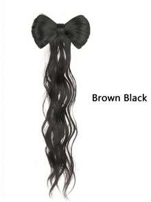 16 Inch Wave Bow Clip On Ponytail, Heat-Resistant Synthetic Natural Wave Bow Ponytail Wig - Multicolor - View 13