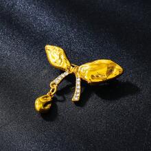 1pc Fashionable Elegant Bow Zinc Alloy Brooch, Suitable For Women's Daily Wear - Gold - View 3