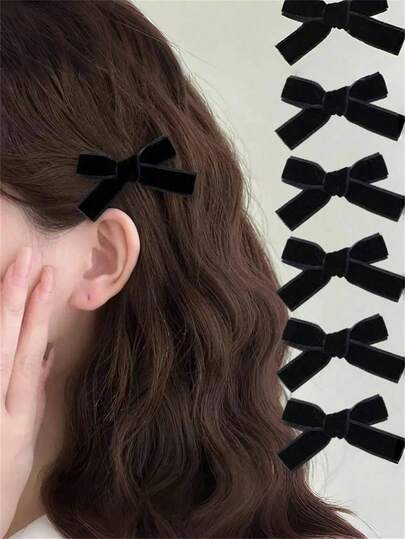 6pcs Velvet Ribbon Hair Clips, Elegant Bohemian Style, Suitable For All Seasons, Hair Clips, Hair Pins, Hair Accessories