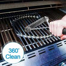 2 pezzi Spazzola per barbecue in acciaio inossidabile, Spazzola per pulizia griglia barbecue, Spazzola a rullo a forma di Y con manico lungo, Spazzola per pulizia antiaderente per barbecue, Spazzola a rete triangolare per barbecue, Accessori per barbecue - Multicolore - Visualizzare 2