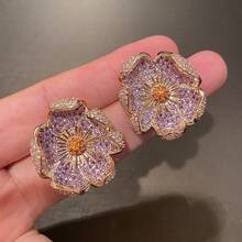 Women Jewelry Sets - Purple Diamond Flower - View 3
