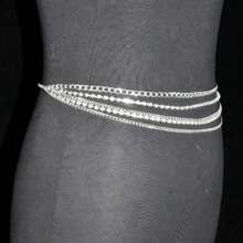 1 st midjebälte med silverfärgade kristaller och strass, lämpligt för klänningar - Silver - Visa 1