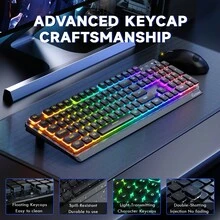 ATTACK SHARK *ZIYOULANG M104 Wireless Gaming Keyboard With Metal Panel Wired/Bluetooth Mechanical Feel Membrane Full Size Keyboard With Numeric Keypad RGB 4000MAH Rechargeable Quiet For PC Gamer - View 7