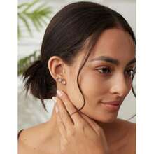 6 Pairs Hypoallergenic Cubic Zirconia Earrings Surgical Steel Flat Back Studs for Cartilage Screw Back Fashion Jewelry - A001plata - Ver 5