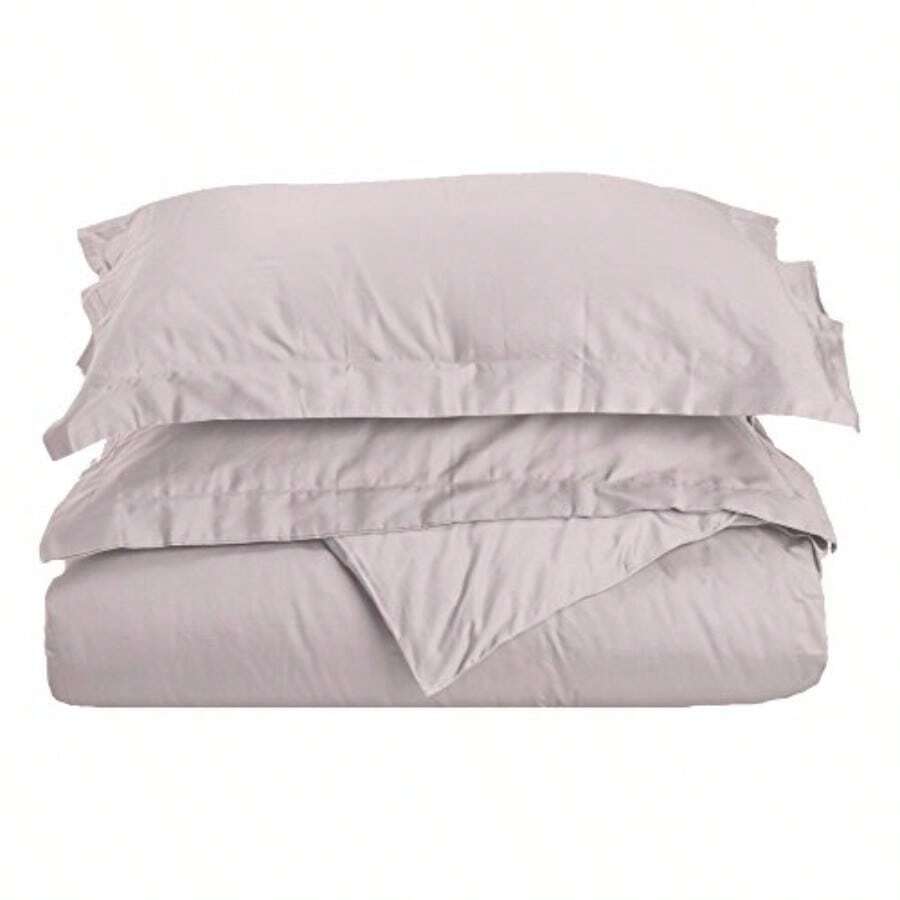 Superior 100% Premium Long-Staple Combed Cotton 400 Thread Count 2 Piece Soft and Smooth Duvet Cover Set Twin Solid Lilac - Lila - Ver 1