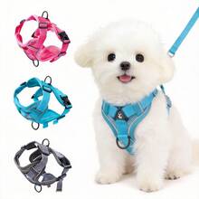 1pc New Adjustable Dog Harness Leash, Escape Proof Pet Chest Strap For Dogs And Cats - Hot Pink - View 2