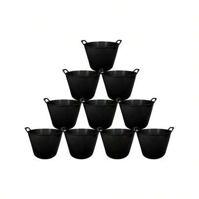 Pk Of 10 42L Blk Large Flexi Tub Flexible Rubber Storage Container