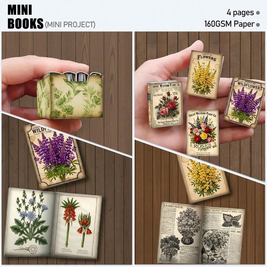 Mini livres Kit de journal de bric-à-brac, Kit d'artisanat de mini projet, Kit d'ajout de journal de bric-à-brac, Projets de journalisation et d'art, Accessoires de scrapbooking, de journal de bric-à-brac fait main - Inclut un tutoriel vidéo - SZ0078 - Voir 1