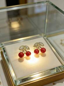 1 Pair Classic French Style Fashionable Cherry Earrings - Multicolor - View 4