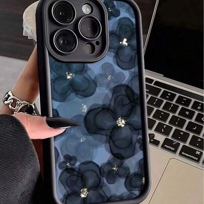 1 chiếc ốp lưng điện thoại TPU chống sốc màu đỏ rượu vang, họa tiết hoa đỏ ombre, bao phủ toàn bộ điện thoại, tương thích với Apple 17, 16, 15, 14, 13, 12, 11 Pro Max, chống nước, chống rơi vỡ và chống trầy xước.