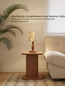 1pc LED Wooden Grain Metal Desk Lamp, Retro Fabric Pleated Lampshade Soft Light, Nordic, Italian Style, Rustic Living Room Bedroom Modern Minimalist Reading Study Desk Personalized Creative Minimalist, Warm Light Decor Multi-Purpose Warm Light Camping Romantic Elegant Atmosphere Bedside Nightlight - Multicolor - View 2