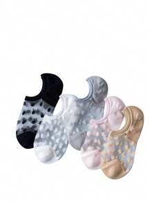 1/5 双波点图案舒适时尚低帮隐形袜 - 彩色 - 查看 5