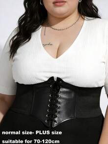 Black Elastic Wide Waist Belt, Versatile Waistband Suitable For Pants, Dresses, Jackets, Suits, Cosplay, Halloween - Black - View 1