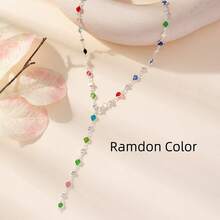 1 chiếc vòng cổ chữ Y dài dự tiệc màu vàng/bạc dành cho nữ, đeo khi dự tiệc, mặt chữ V sâu, phụ kiện mặt dây chuyền lấp lánh, lấp lánh, quà tặng hàng ngày/ngày lễ/kỷ niệm/sinh nhật, phong cách Bohemian thanh lịch sang trọng tối giản thời trang gợi cảm dễ thương - Bạc - Xem 2