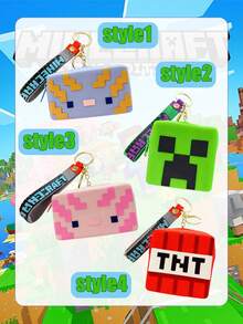 Minecraft 我的世界硅胶包钥匙扣收纳袋小钱包学生礼物 - 彩色 - 查看 7