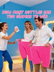 13pcs/Set - Baby Shower Game, Funny Diaper Bottle Catching Game, Entertaining Shower Activity For Boys And Girls (Pink) - Multicolor - View 2