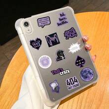60pcs Black & Purple Cool INS Style Cartoon Graffiti Stickers For Suitcase, Laptop, Guitar, Skateboard, Phone School Supplies - Square - View 5